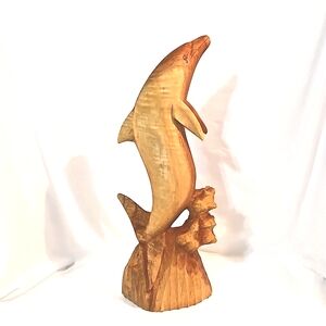 Wooden Handcrafted Decorative Figurine Dolphin Sculpture